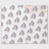 魔法の城ユニコーンピンクプリンセス1st誕生日 ラッピングペーパー (フラット)