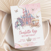 魔法の城ユニコーンピンクプリンセス1st誕生日 招待状