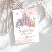 魔法の城ユニコーンピンクプリンセス1st誕生日 招待状