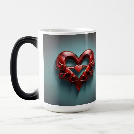 魔法の変換ラブシンボルのモーフィングマグカップ モーフィングマグカップ (左)