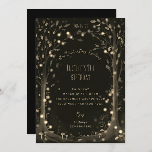 魔法の夕べ妖精の森の誕生日パーティー 招待状 (正面/裏面)