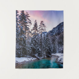 魔法の夕日ターコイズリバーモジュストラナ，スロベニア タペストリー