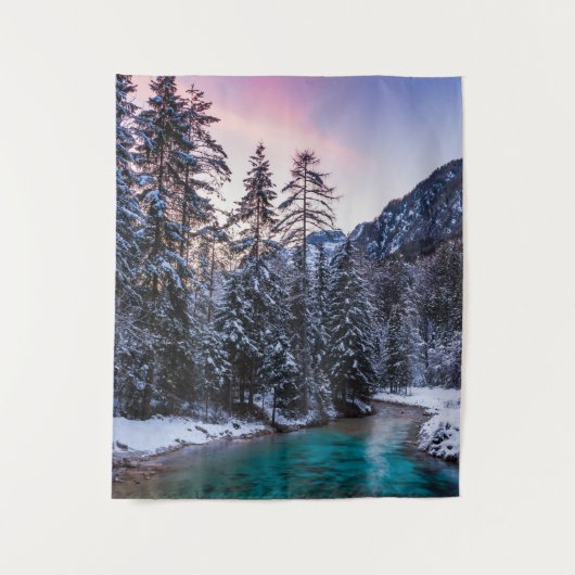 魔法の夕日ターコイズリバーモジュストラナ，スロベニア タペストリー (正面)