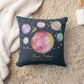 魔法の外スペース銀河系ムーンスターズガール子供部屋 クッション (ブランケット)