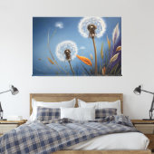 魔法の夜のタンポポAIアート絵画 キャンバスプリント (インサイチュ (寝室))