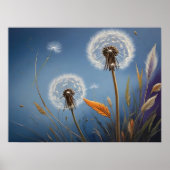 魔法の夜のタンポポAIアート絵画 ポスター (正面)