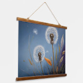 魔法の夜のタンポポAIアート絵画 吊り下げ型タペストリー (傾斜あり)