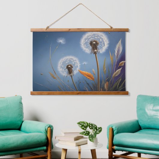 魔法の夜のタンポポAIアート絵画 吊り下げ型タペストリー (リビング)