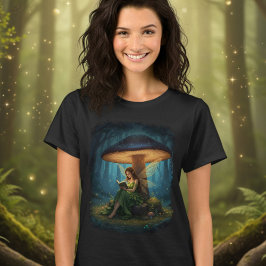 魔法の夜の妖精が本を読む Tシャツ