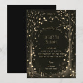 魔法の夜の妖精の森の誕生日パーティー 招待状 (正面/裏面)