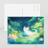 魔法の夜の蓮池の白いウーパールーパー ポストカード (正面/裏面)