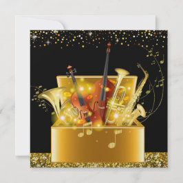 魔法の夜の金ゴールド音楽楽器招待状 招待状