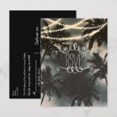 魔法の夜空のヤシの木とストリングライト インビテーションポストカード (正面/裏面)