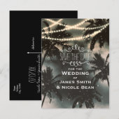 魔法の夜空 パームツリーとライト 保存日付 案内ポストカード (正面/裏面)