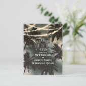 魔法の夜空 パームツリーとライト 保存日付 案内ポストカード (スタンド正面)