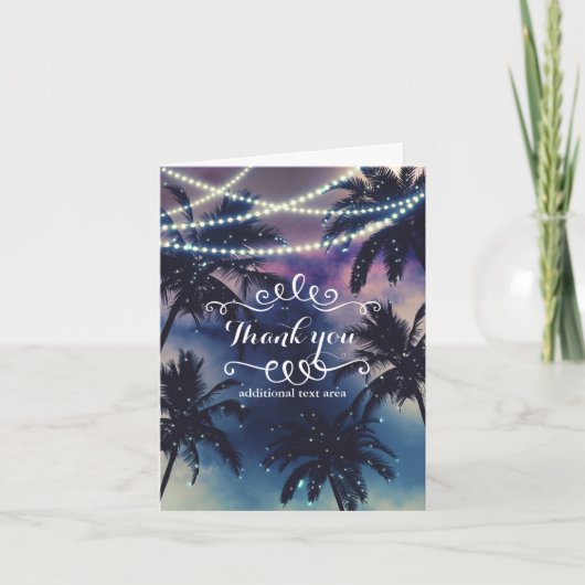 魔法の夜空　夕焼けのビーチライト　ウェディング サンキューカード (正面)