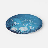 魔法の夜空 星と葉の青いウェディング ペーパープレート (アングル)