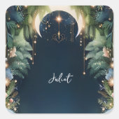 魔法の夢 神秘的な星 月のブライダルシャワー スクエアシール (正面)