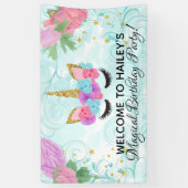 魔法の女の子のユニコーンの誕生会 横断幕 (縦)