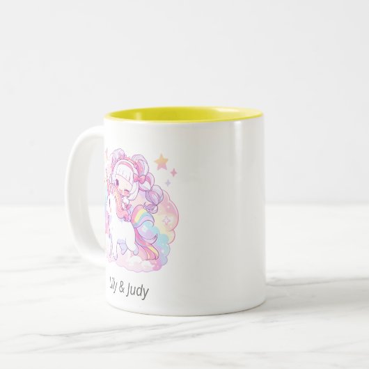 魔法の女の子乗りユニコーン |アニ日本のメ ツートーンマグカップ (正面左)