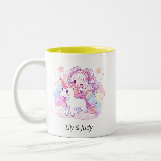 魔法の女の子乗りユニコーン |アニ日本のメ ツートーンマグカップ (左)