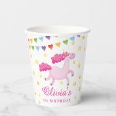 魔法の女の子最初のかわいいピンクのユニコーン誕生日 紙コップ (正面)
