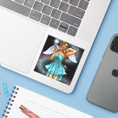 魔法の女性の妖精 シール (ノートパソコンとiPhone)