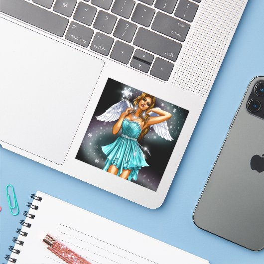 魔法の女性の妖精 シール (ノートパソコンとiPhone)