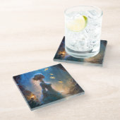 魔法の女性インウォーターファンタジーアート ガラスコースター (アングル)