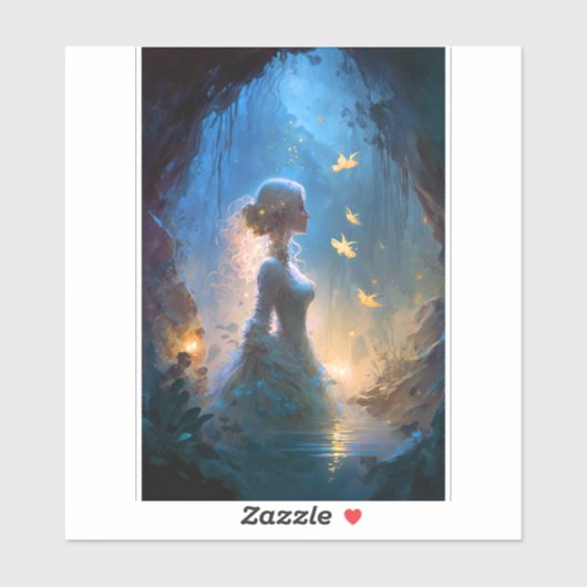 魔法の女性インウォーターファンタジーアート シール (シート)