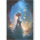 魔法の女性インウォーターファンタジーアート シール (正面)