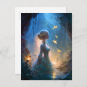 魔法の女性インウォーターファンタジーアート ポストカード (正面/裏面)
