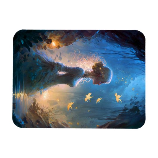 魔法の女性インウォーターファンタジーアート マグネット (横)