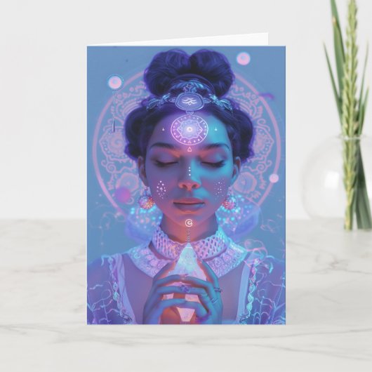 *~*魔法の女性SC4濃ピンクのマンダラ空白の サンキューカード (正面)