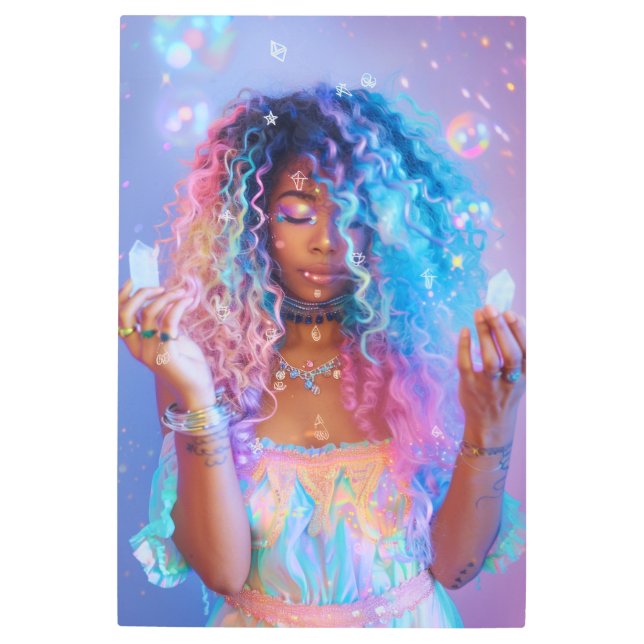 *~*魔法の女性SC4難解な手の結晶 メタルプリント (正面)