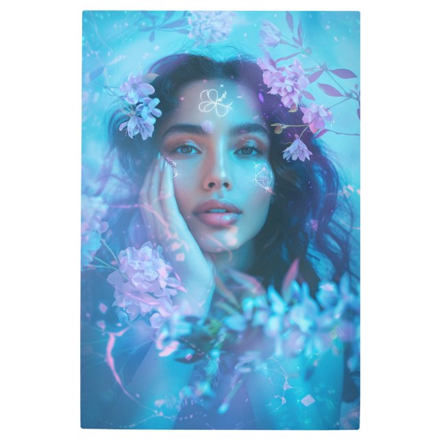 *~*魔法の女性SC4難解な手の頬 メタルプリント (正面)