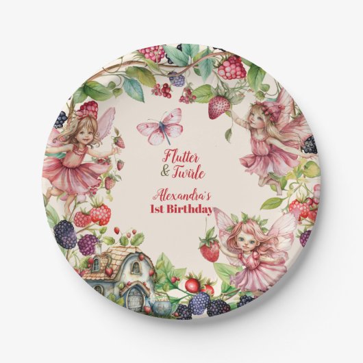 魔法の妖精いちご園ピクシー1st誕生日 ペーパープレート (正面)