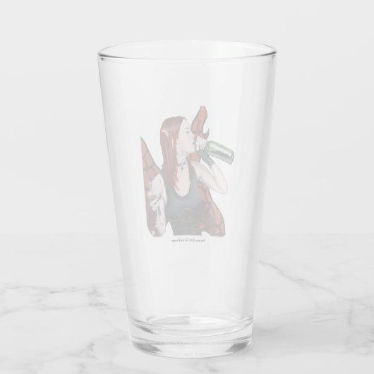 魔法の妖精がワインを飲むファンタジーアートグラスカップ タンブラーグラス (裏面)