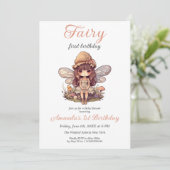 魔法の妖精とマッシュルームの女の子ファースト誕生日 招待状 (スタンド正面)