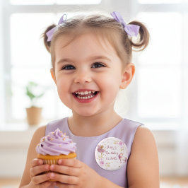 魔法の妖精とユニコーンの女の子の誕生日パーティー 缶バッジ