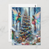 魔法の妖精と小妖精や小人クリスマスツリー ポストカード (正面/裏面)