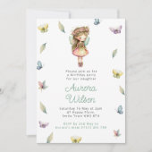 魔法の妖精と蝶の女の子の誕生日パーティー 招待状 (正面)