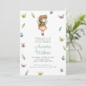 魔法の妖精と蝶の女の子の誕生日パーティー 招待状 (スタンド正面)