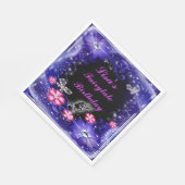 魔法の妖精と蝶パープルフローラ スタンダードランチョンナプキン (角)