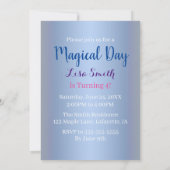 魔法の妖精と蝶ブルーフローラ誕生日 招待状 (裏面)