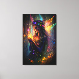 魔法の妖精に魅了された森のファンタジーピクシーの塵 キャンバスプリント