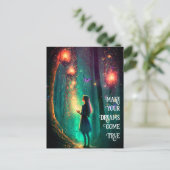 魔法の妖精に魅了された森のファンタジーピクシーの塵 ポストカード (スタンド正面)