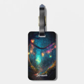 魔法の妖精に魅了された森のファンタジーピクシーの塵 ラゲッジタグ (裏面縦)