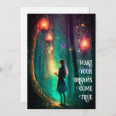 魔法の妖精に魅了された森のファンタジーピクシーの塵 招待状 (正面/裏面)