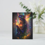 魔法の妖精に魅了された森のファンタジー蝶 ポストカード (スタンド正面)